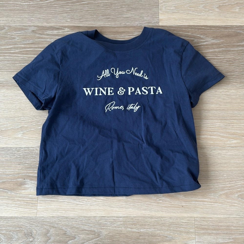 Wild fox no tags never work navy blue tee